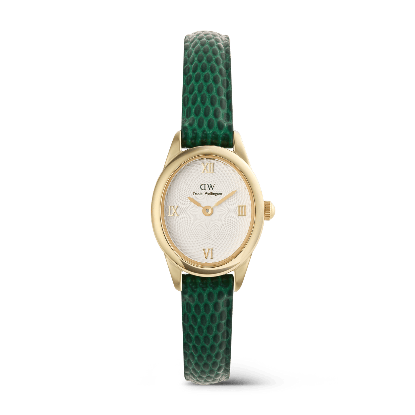 Daniel Wellington Ophelia Mini Green Lizard White GuillochÃ© Gold