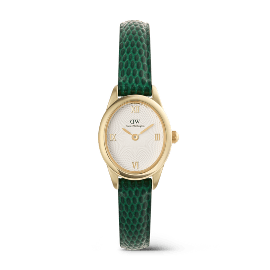 Daniel Wellington Ophelia Mini Green Lizard White GuillochÃ© Gold