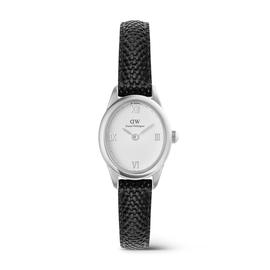 Daniel Wellington Ophelia Mini Black Lizard White GuillochÃ© Silver